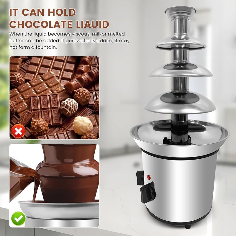 ZEVELOO آلة نافورة الشوكولاتة 4 طبقات آلة كهربائية ل fondue الشوكولاتة نافورة الجبنة مثالية لجبنة الناتشو، صلصة الشوكولاتة، الزفاف، الحفلة - Image 2